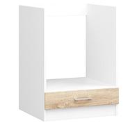 AKORD Mueble de Cocina S60 para Horno con Sistema de encimera Lima, Blanco 60 cm, 1 Puerta, Roble Sonoma Mate, 1 Estante 60x55x82 cm