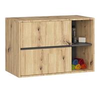AKORD Mueble Lavabo Suspendido VAMI 90 cm - Diseño Moderno con 2 Cajones y 2 Compartimentos - para Lavabos de sobre Encimera - Mueble Baño Suspendido - 90x60x45,5 cm - Roble Artesano & Gris Grafito