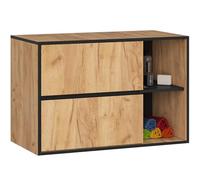 AKORD Mueble Lavabo Suspendido VAMI 90 cm - Diseño Moderno con 2 Cajones y 2 Compartimentos - para Lavabos de sobre Encimera - Mueble Baño Suspendido - 90x60x45,5 cm - Roble Craft & Negro