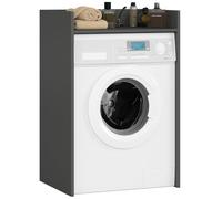 AKORD | Mueble para Lavadora de 64 cm | Apto para Lavadora y Secadora |Mueble de baño de Columna para Colocar sobre Lavadora | 64x98x50 cm | Gris Grafito