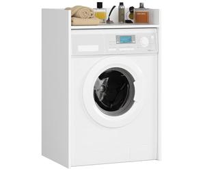 AKORD | Mueble para Lavadora de 64 cm | Apto para Lavadora y Secadora |Mueble de baño de Columna para Colocar sobre Lavadora | 64x98x50 cm | Blanco