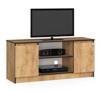 AKORD Mueble TV Roble Craft 120 cm 2 Puertas Frente en Color Roble Craft 2 estantes 120x40x55 cm
