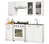 AKORD | Muebles de Cocina Set OLIWIA 1.8m H720 | Modular 180 cm 7 Puertas 1 Cajón 8 Estantes |180x203x46 cm | Blanco