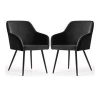 AKORD Pack de 2 Sillas Estelle Tapizadas de Terciopelo Liso, con Patas Negras, 58 x 54,5 x 83 cm, Negro
