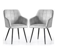 AKORD Pack de 2 Sillas LUXANO Tapizadas con Pespuntes Cuadrados, con Patas Negras, 58 x 54 x 82 cm, Gris