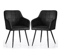 AKORD Pack de 2 Sillas LUXANO Tapizadas con Pespuntes Cuadrados, con Patas Negras, 58 x 54 x 82 cm, Negro