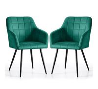 AKORD Pack de 2 Sillas LUXANO Tapizadas con Pespuntes Cuadrados, con Patas Negras, 58 x 54 x 82 cm, Verde Botella