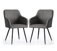 AKORD Pack de 2 Sillas LUXANO Tapizadas con Pespuntes Cuadrados, con Patas Negras, Tejido Lumos, 58 x 54 x 82 cm, Antracita