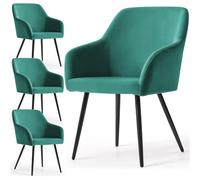 AKORD Pack de 4 Sillas Estelle Tapizadas de Terciopelo Liso, con Patas Negras, 58 x 54,5 x 83 cm, Verde Botella