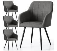 AKORD Pack de 4 Sillas LUXANO Tapizadas con Pespuntes Cuadrados, con Patas Negras, Tejido Lumos, 58 x 54 x 82 cm, Antracita