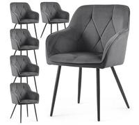 AKORD Pack de 6 Sillas Diamante Tapizadas de Terciopelo Acolchado, con Patas Negras, 58 x 54,5 x 82,5 cm, Antracita