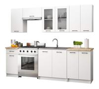 AKORD | Set de Muebles de Cocina OLIWIA 2.4m H720 Modular 240 cm 11 Puertas 1 Cajón, Cocina Completa, Juego de Armarios de Cocina, Armarios Bajos, 240x203x46 cm, Blanco