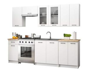 AKORD | Set de Muebles de Cocina OLIWIA 2.4m H720 Modular 240 cm 11 Puertas 1 Cajón, Cocina Completa, Juego de Armarios de Cocina, Armarios Bajos, 240x203x46 cm, Blanco