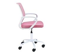 AKORD | Silla de Escritorio Infantil FD-6 | Sillas de Escritorio con reposabrazos | Silla de Trabajo | Sillas ergonómicas para PC | Silla con Ruedas | Ajustable | Capacidad 100 kg | Blanco & Rosa