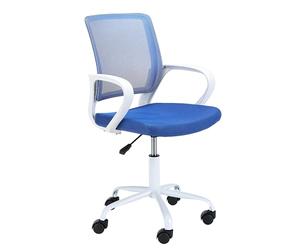 AKORD | Silla de Escritorio Infantil FD-6 | Sillas de Escritorio con reposabrazos | Sillón de Oficina | PC ergonómico | Silla con Ruedas | Ajustable | Capacidad de Carga 100 kg | Blanco & Azul