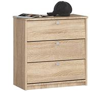 AKORD Zapatero con 3 Compartimentos y 3 Puertas abatibles | Puertas abatibles | Armario de Zapatos Cerrado | Contenedor de Zapatos | 60 x 62 x 31 cm | Peso 21 kg | Roble Sonoma