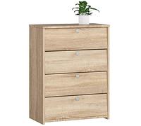 AKORD Zapatero con 4 Compartimentos y 4 Puertas abatibles | Puertas abatibles | Armario Cerrado | Contenedor para Zapatos | L60 x H80 x P33 cm, Peso 29 kg | Color: Roble Sonoma