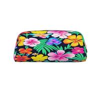 AkosOL Bolsa de lápices de PVC con flores coloridas, pequeña y simple, gran capacidad, puede acomodar 30 bolígrafos, forro acolchado para proporcionar una protección segura para los artículos, Gold,