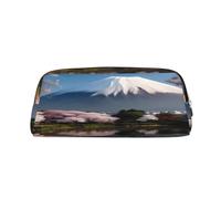 AkosOL Monte Fuji a principios de primavera bolsa de lápices de PVC, pequeño y simple, gran capacidad, puede acomodar 30 bolígrafos, forro acolchado para proporcionar protección segura para los
