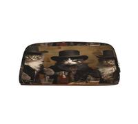 AkosOL Three Gentlemen Cats - Estuche para lápices de PVC, pequeño y simple, gran capacidad, puede acomodar 30 bolígrafos, forro acolchado para proporcionar una protección segura para los artículos,
