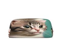 AkosOL Un curioso estuche de PVC de gato, pequeño y simple, de gran capacidad, puede acomodar 30 bolígrafos, forro acolchado para proporcionar una protección segura para los artículos, Gold, Talla