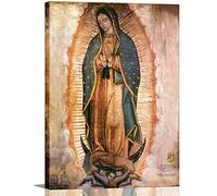AKOTAC Mexico Our Lady of Guadalupe Portrait Canvas Wall Art Decor Religious Catholic Poster Prints Picture for Altar Living Room Bedroom Decoration,Lamina enmarcada de Nuestra Señora de Guadalupe