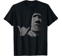 AKOXBFH Limited Funny Easter Island Rapa NUI Moai Statue Surfer Shaka Sign T Shirt BlackL