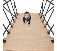 AKOZLIN Alfombra Antideslizante de 8 x 30 Pulgadas, para peldaños de Madera, sin residuos, Alfombra para Interiores, (4PCS)