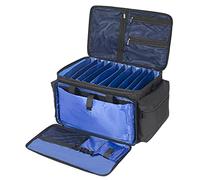 AKOZLIN Bolsa para archivos de cable de DJ con separadores desmontables y bolsas inferiores para cables para músicos, bolsa de viaje para laptop de 15 pulgadas, equipo de DJ profesional, accesorios de