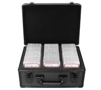 AKOZLIN Caja de almacenamiento de tarjetas graduadas de aleación de aluminio compatible con 100 losas de tarjetas, funda deportiva para tarjetas coleccionables PSA, CSG, BGS y cargadores superiores