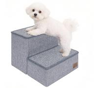 AKOZLIN Escalera para perros con espacio de almacenamiento, 2 peldaños, plegable, gris, 34 × 49 × 42 cm