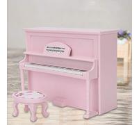Akozon 1/12 Accesorios para Casa de Muñecas Mini Piano Vertical Modelo Adornos con Taburete Muebles de Simulación Blanco (Pink)