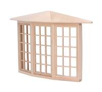 Akozon 1/12 Dollhouse Bay Window Window Exquisito Miniature Wooden 45 Corner Modelo de Ventana de 3 Lados para Proyectos Creativos de Bricolaje
