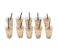 Akozon 10 Mini Encantos de té de Leche para Decoraciones de Casa de Muñecas | Tazas de té de Leche en Miniatura de Resina | Artesanías de Bricolaje, Llaves y Accesorios de Joyería