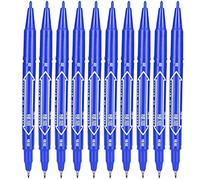 Akozon 10 Piezas de Secado Rápido Marcador de Doble Finalización de Bolígrafo Vibrante de Color Vibrante y Marcadores de Escritura (BLUE)