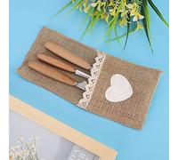 Akozon 10pcs de Yute de Encaje de Encaje de Cuchillo de Arpillera Bolsillo de Bolsillo para la Boda y Decoración de la Fiesta de Navidad (Bolsas de vajilla de amor)