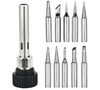 Akozon 10pcs/set Puntas de hierro de soldadura de cobre sin plomo 900M-T para herramienta de estación de soldadura(Puntas de soldadura + manga de retención)