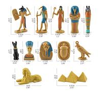 Akozon 12 PCS Ancient Egipto Figurine Set - Estatuas de Dios y Diosa Egipcio en Miniatura, Adornos únicos de Decoración del Hogar para Coleccionistas y Entusiastas (BL-1136 Antiguo Egipto)