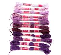 Akozon 12 Piezas Gradiente de Color de Poliéster de Color Brillante Conjunto de Hilo de Bordado para Artesanías y Manualidades (PURPLE)