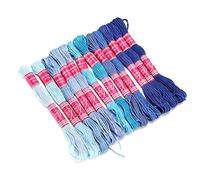 Akozon 12 Piezas Gradiente de Color de Poliéster de Color Brillante Conjunto de Hilo de Bordado para Artesanías y Manualidades (color azul)