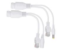 Akozon 12V de Alimentación a Través de Ethernet Pasivo PoE Adaptador Cable Divisor Inyector Impermeable, Adaptador 12V PoE (WHITE)