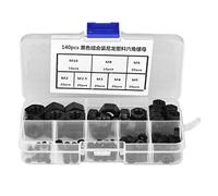 Akozon 140pcs Tuercas Autoblocantes Hexagonales Plástico Nylon M2 M2.5 M3 M4 M5 M6 M8 M10(Negro)