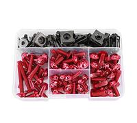 Akozon 177pcs Tornillos de Motocicleta Kit de Pernos de carenado Universal M5 M6 Apto para Motos Deportivas(Rojo)