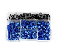 Akozon 177pcs Tornillos de Motocicleta Kit de Pernos de carenado Universal M5 M6 Apto para Motos Deportivas(Azul)