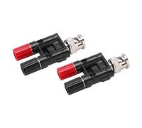 Akozon 2 Paquete BNC Masculino a Dual 4 Mm Banana Banana Femenina Post RF Conector de División Coaxial RF
