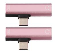 Akozon 2 Uds 2 en 1 TypeC a 3,5MM Cable de Auxiliar Cargador Adaptador Distribuidor de Auriculares, Paquetes USB C a 3,5MM Adaptador de Conector de Auriculares (Pink)