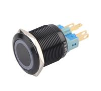 Akozon 22 Mm 12 V-24 V Impermeable Autoblocante Interruptor de Botón LED con Luz Iluminada en Rojo (BLUE)