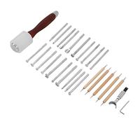 Akozon 28pcs Herramientas de Artesanía de Cuero Premium Conjunto Completo Kit de Tallado de Cuero de Bricolaje Completo con Bolígrafo de Modelado, Martillo y Herramientas Esenciales para el Trabajo