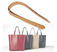 Akozon 2pcs Manijas de Bolsas de Cuero Hechas a Mano de 65 Cm con Remaches Accesorios de Equipaje de Mosaico de Bricolaje Premium (Beige)