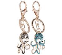 Akozon 2pcs Rstone Keychain Bag Fashionable Charm Colgante (Azul y Negro)